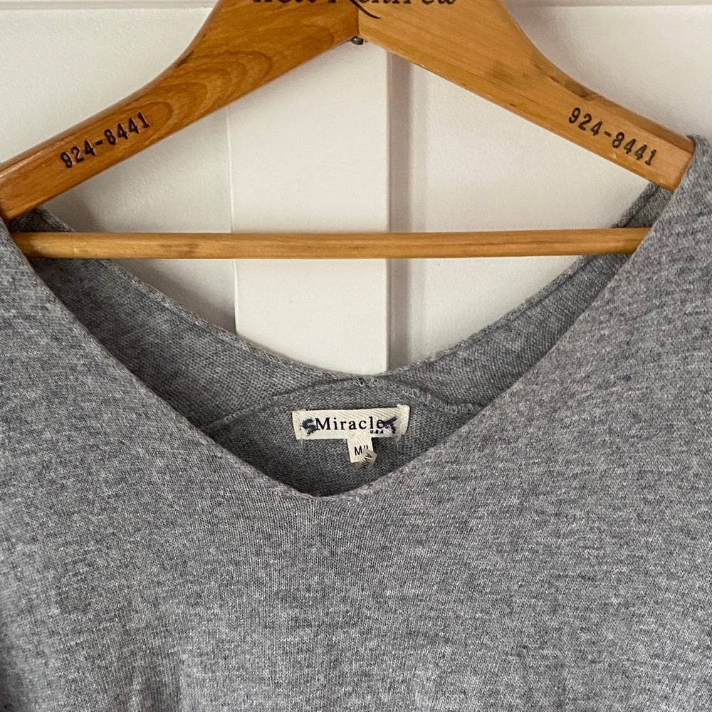 Miracle Heather Gray V-Neck Sweater Top